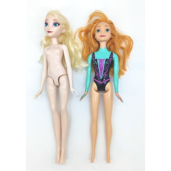 Disney Princess Elsa & Anna Frozen Barbie Dolls Lot of 2 Mattel & Hasbro 2013/15 - Picture 1 of 9